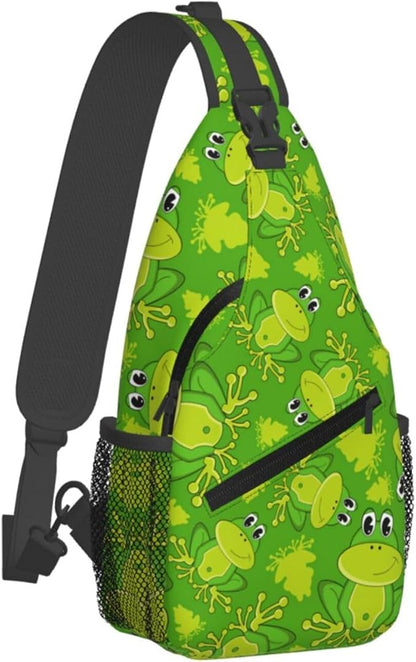 Cute Cartoon Frog Sling Bag For Women Men Funny Frogs Backpack Crossbody - Image 2