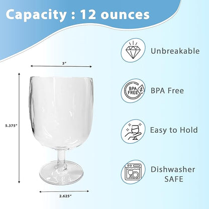 Lily's Home Unbreakable Plastic Wine Glasses Set of 8, 12 oz Shatterproof - Image 2