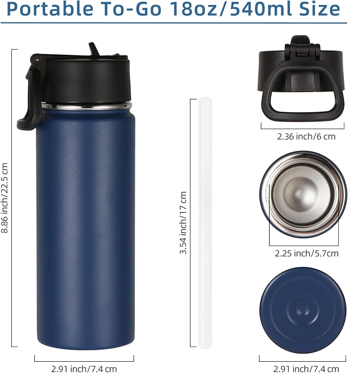 Volhoply 18oz Insulated Water Bottle Bulk 4 Pack, Kids Stainless Steel Water - Image 6