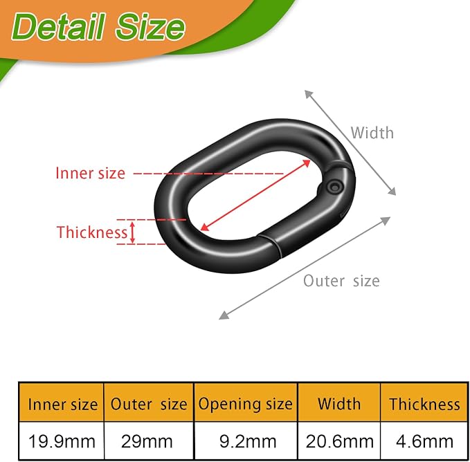 CooBigo 10Pack 3/4 Inch Small Oval Carabiner, Metal Spring Tiny Carabiner Clips - Image 2