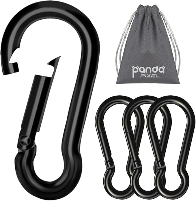 Pixel Panda 3.1&4 Inch Heavy Duty Carabiner Clips Load 1000lbs, 2&4&8Pack Large by PixelPanda