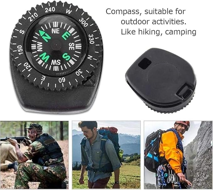 Black Button Mini Survival Compass - Image 5