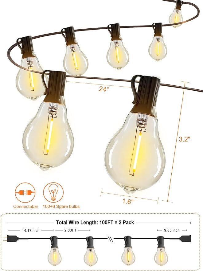 DAMAING 200FT LED Outdoor String Lights - Image 7