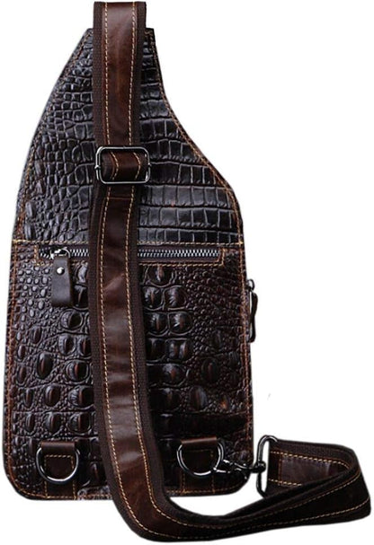 Hebetag Crocodile Genuine Leather Sling Bag Crossbody Backpack - Image 2