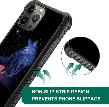 for iPhone 15 Pro Case, Galaxy Fox Wolf Pattern Graphic Design Girl Boy Soft - Image 6