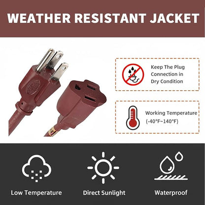 15FT Brown Outdoor Extension Cord-16/3 SJTW Durable Extension Cord - Image 6