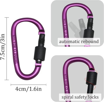 6 Pack Small Locking Carabiner, 3 Inch Aluminum D-Shape Snap Hook - Image 4