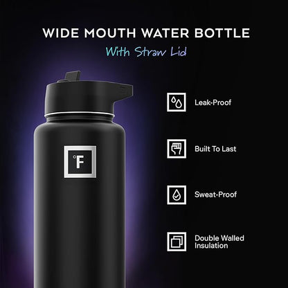 IRON °FLASK Camping & Hiking Hydration Flask - 32 oz Blue Waves - Image 2