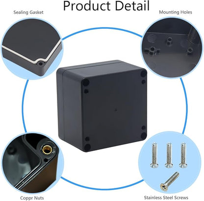 2 Pack Project Box IP65 Waterproof Junction Box ABS Plastic Black Electrical - Image 5
