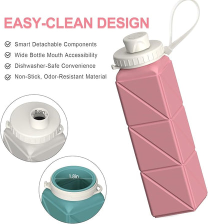 BEAUTAIL Collapsible Water Bottles 20.6oz, Silicone Foldable Portable Travel - Image 5