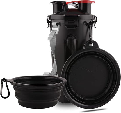 Dog Travel Water Bottle Collapsible Bowls, 2 in 1 Pet Food Container by Guardians
