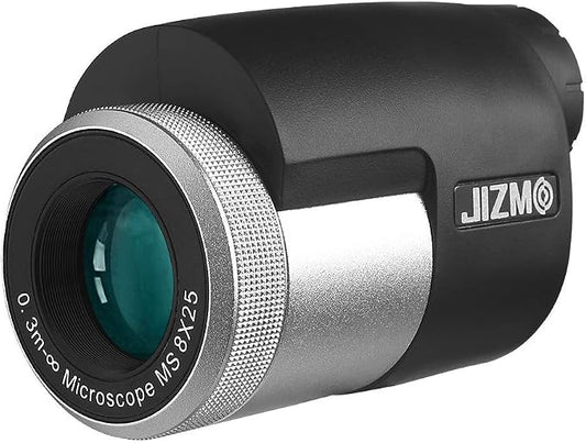 Jizmo 8x25 High Definition Monocular Telescope, Close Focus 1 ft, Fully Multi by Jizmo