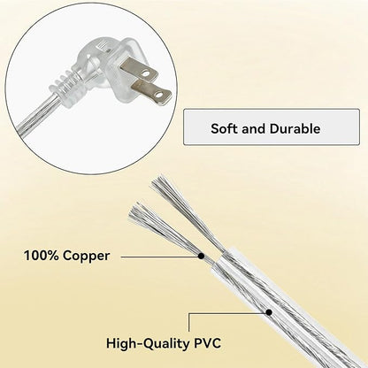 Clear Extension Cord 2FT, Short Indoor 2 Prong Extension Cord - Image 2