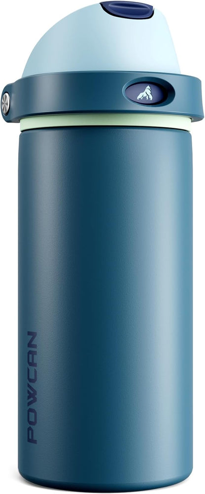 POWCAN 18 oz Insulated Stainless Steel Water Bottle: 2-in-1 Push-Button Spout & by POWCAN