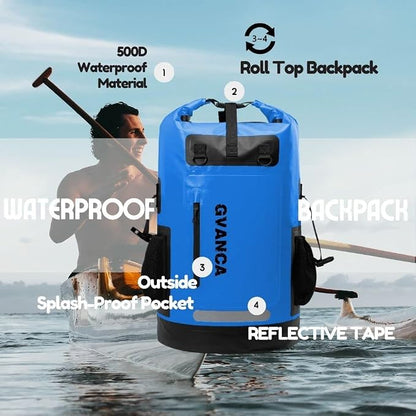 Waterproof Roll Top Kayak Backpack, Floating Outdoor Dry Sack Boating Sailing - Image 2