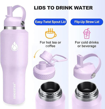 SENDESTAR 40oz Water Bottle Wide Mouth Stainless Steel Vacuum Insulated Double - Image 4