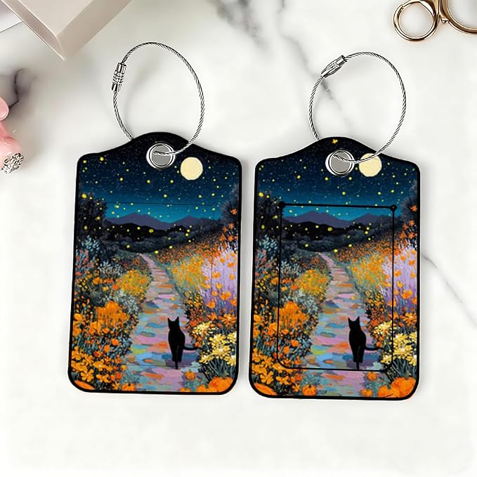 2Pcs Black Cat Pumpkin Luggage Tags, 2.83x4.53 Halloween Suitcase ID Labels - Image 6