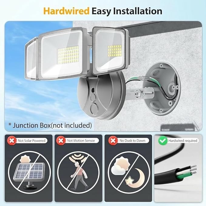 Onforu 75W LED Security Light, 7000LM Brightness Outdoor Flood Light Fixture - Image 2