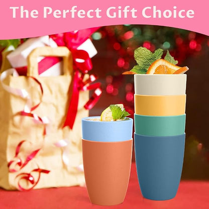 Homienly Water Cups Wheat Straw Drinking Glasses Cups 12oz Unbreakable Cups - Image 8