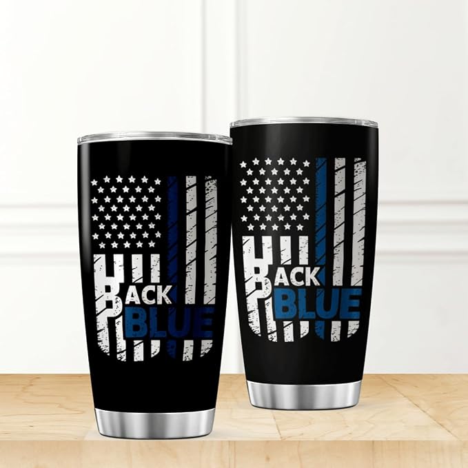 CUBICER Back The Blue American 20 Oz Stainless Steel Tumbler - Image 2