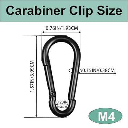 Black Carabiner, Heavy Duty Galvanized Steel Spring Snap Hook Carabiner Clips - Image 2