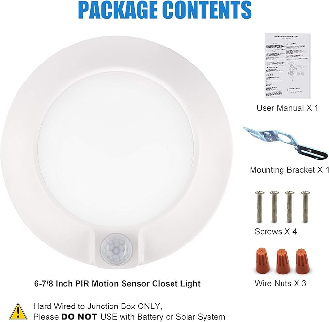 Closet Lights Motion Sensored Indoor Ceiling Mount LED- 10W 3000K Closet Stair - Image 5