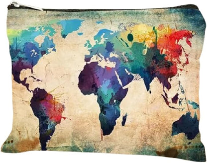 Trendy World Map Canvas Pouch by MONNYCAR
