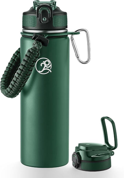 GOSWAG Insulated Sports Water Bottle, 24oz 2 Lids, Stainless Steel Water Bottles by GOSWAG