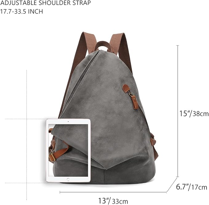 KL928 PU Leather Vintage Backpack – Large Casual Daypack Outdoor Travel - Image 2