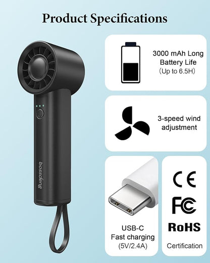 Portable Handheld Fan with Power Bank, 3 IN 1 USB Rechargeable Mini Personal - Image 8