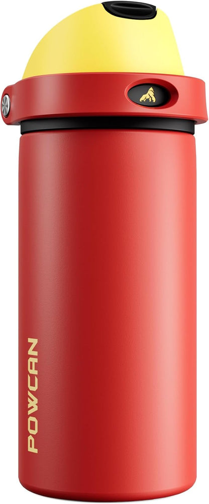 POWCAN 18 oz Travel Water Bottle: 2-in-1 Push-Button Spout & Quick-Flip Straw by POWCAN