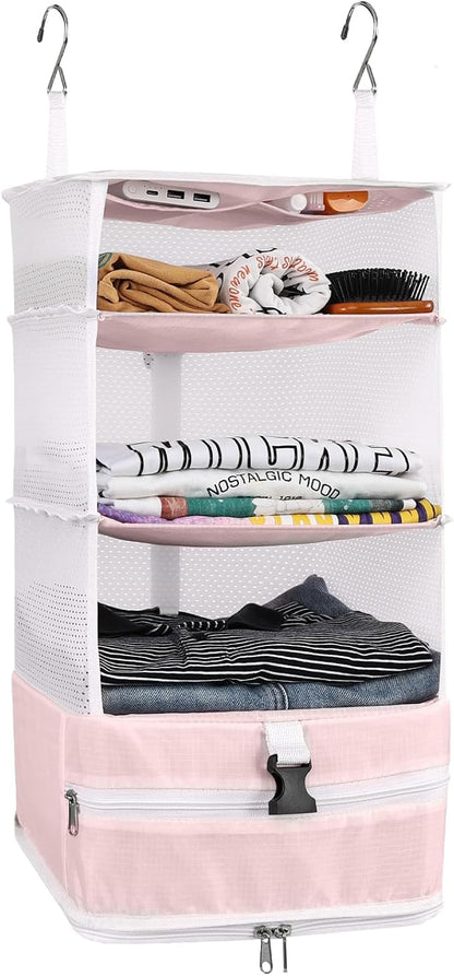 Surblue Hanging Closet Storage Bag Collapsible 3-Shelf Washable Oxford Fabric by SURBLUE