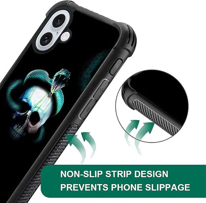 for iPhone 16 Plus Case, Skeleton Winding Snake Pattern Graphic Design Girl Boy - Image 6