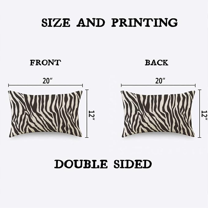 TKS MITLAN Zebra Print Pillow Covers 12 x 20 Inch Black White Leopard Line - Image 2