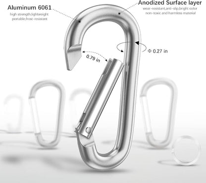 sprookber 3" Aluminum Carabiner D Ring, Caribeener Clips, Spring Snap Hook - Image 4