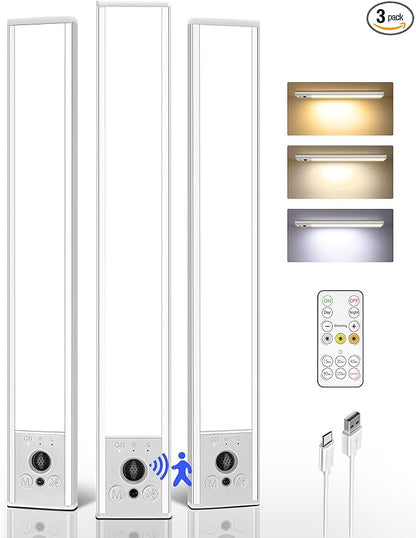 EZVALO 3-Pack Under Cabinet Lighting, 3300mAh Rechargeable Motion Sensor Light by EZVALO
