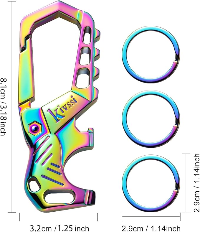 Kivssi Heavy duty metal keychains, Carabiner clip Car key chains, Fashion - Image 2