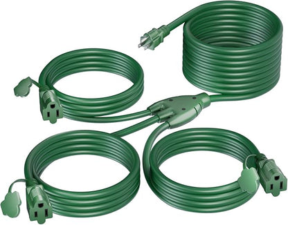 K KASONIC - 40FT Outdoor Extension Cord 1 to 3 Splitter, 3 Prong Outlets Plugs by KASONIC