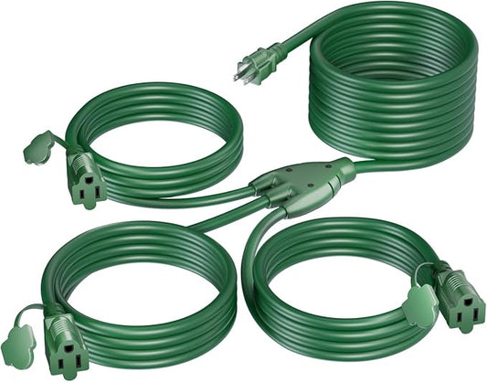 K KASONIC - 40FT Outdoor Extension Cord 1 to 3 Splitter, 3 Prong Outlets Plugs by KASONIC