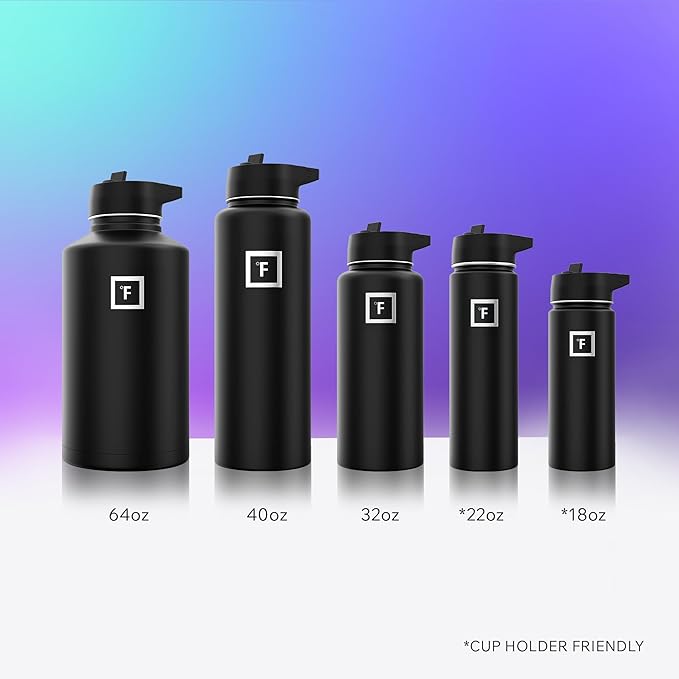 IRON °FLASK Camping & Hiking Hydration Flask - 32 oz Black Marquina - Image 6