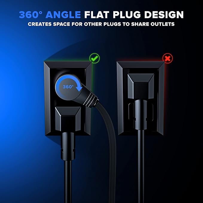 Maximm Cable 4 Ft 360° Rotating Flat Plug Extension Cord, 16/3 AWG Multi 3 - Image 7