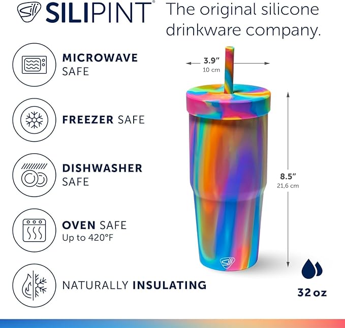 Silipint 32oz Silicone Straw Tumbler – BPA-Free, Unbreakable, Dishwasher Safe – - Image 3