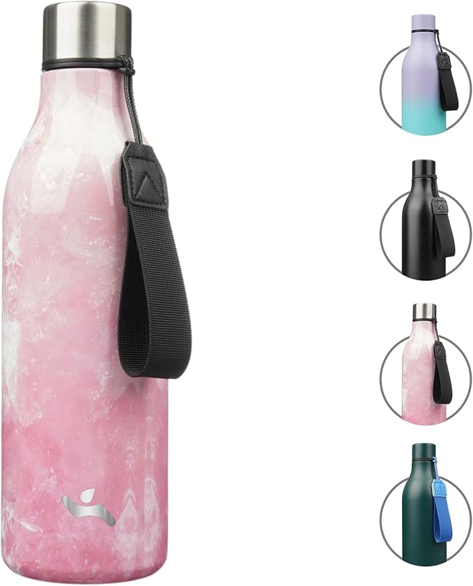 Insulated Water Bottle with Strap, 25 oz Double Wall Stainless Steel Vacuum by Konokyo