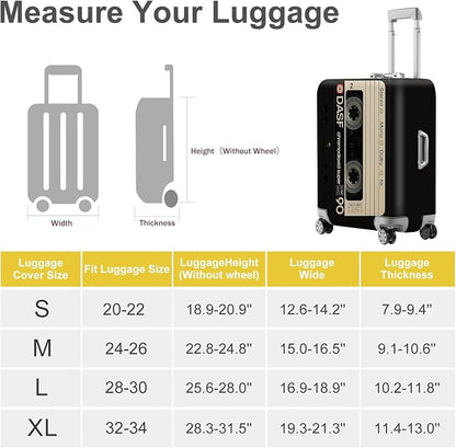 ANNA QUEEN Retro Cassette Tape Luggage Cover, Vintage Music Design Suitcase - Image 5