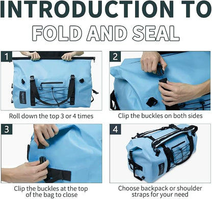 80L Dry Bag Large Waterproof Bag Roll-Top Heavy Duty Fishing Duffel Bag - Image 7
