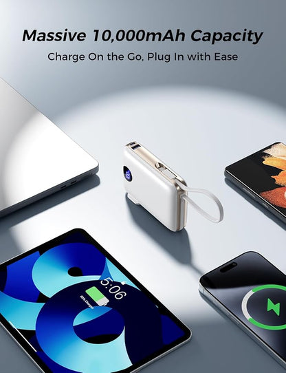 Portable Charger with Built-in Cables & Wall Plug, 10000mAh Power Bank - Image 5
