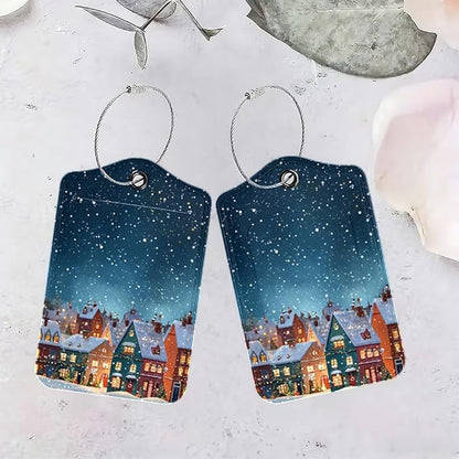 2Pcs Winter Village Luggage Tags - Image 4