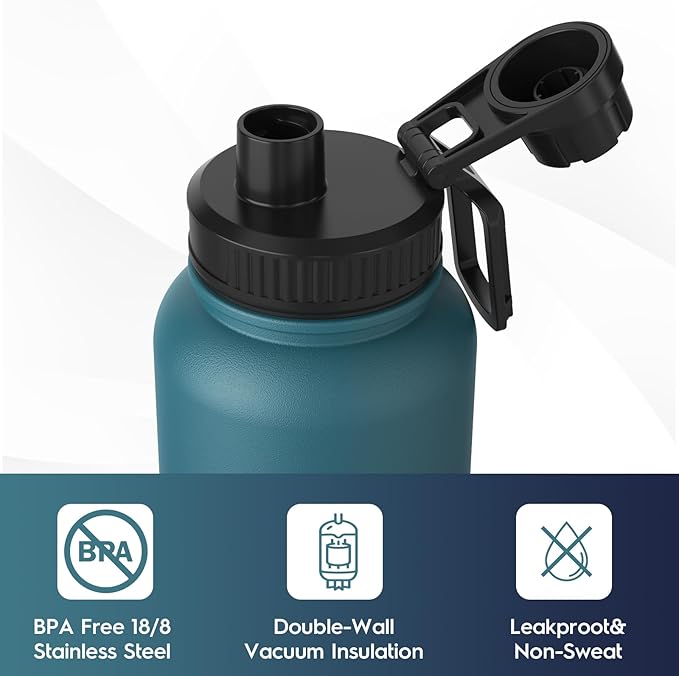 Navigate 32 oz Insulated Stainless Steel Sports Water Bottle - Image 5
