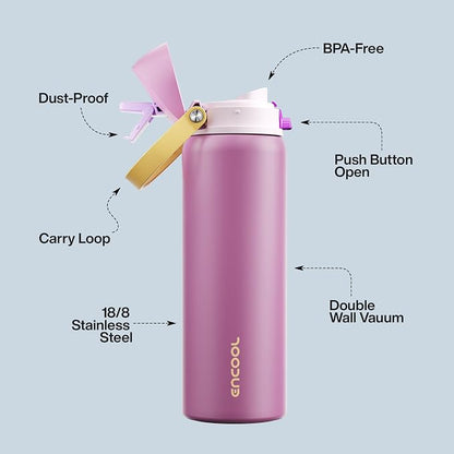 Insulated Water Bottle with Straw - Image 4