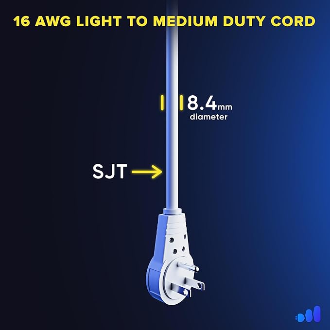 Maximm Extension Cord 6 Foot White Flat Plug, 360° Rotating Short Power Cord - Image 5